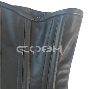 Corsé de Cuero Negro Sexy con Varillas de Acero para Entrenamiento de Cintura - Product Image 4