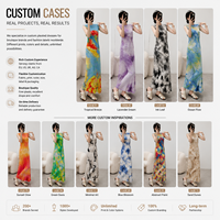 Jupe longue plissée taille haute style chinois imprimée sur mesure, en polyester, pour femme, fabrication OEM, usine de vêtements