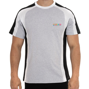 เสื้อยืดแขนสั้นคอกลมผู้ชายสไตล์ลำลองใส่สบายสำหรับฤดูร้อน ผลิตจากผ้าถัก 92% คอตตอน 8% โพลีเอสเตอร์ ระบายอากาศได้ดี ป้องกันรอยยับ เป็นมิตรต่อสิ่งแวดล้อม - Product Image 1