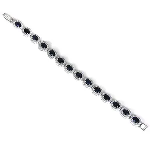 "Rhodium-Plated <b>Topaz</b> Flower <b>Bracelet</b> for Women" - Product Image 3