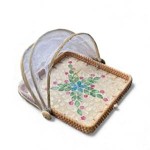 Handmade Square Mother of Pearl Food Cover For Dining <b>Table</b> Food <b>Protection</b> And Home Decoration From Vietnam - Product Image 3