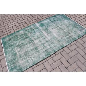 พรมวินเทจ, พรมตกแต่งขนาด 3.6x6.5 ฟุต พรมตุรกี, พรมขนสัตว์สีเขียวล้วน - Product Image 2