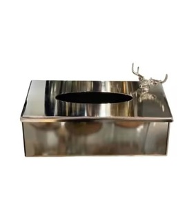 Elegante caja de pañuelos Suministros de hotel Calidad Premium Metal sólido Latón Flor Servilletero Caja de almacenamiento de pañuelos al precio más bajo - Product Image 3