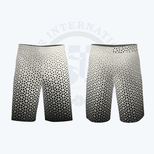 กางเกงขาสั้นลำลองของผู้ชายกางเกงขาสั้นชายหาดผ้าโพลีเอสเตอร์พิมพ์ลายตาข่ายแบบกำหนดเองพร้อมเอวยางยืดวิธีการทอแบบถัก - Product Image 3