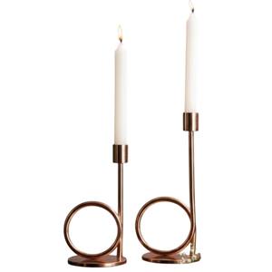 Ensemble de 3 bougeoirs modernes en acier inoxydable, élégants bougeoirs en métal argenté, base géométrique pour la décoration de table et de la maison - Product Image 5