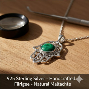 925 Sterling Silver Turquoise Hamsa Main Hébreu Juif Bijoux Pendentif Collier Judaïsme Judaica - Product Image 5