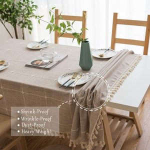 Nappe, nappe en coton et lin brodés, anti-froissement, anti-décoloration pour la décoration de table à manger, OEM - Product Image 4