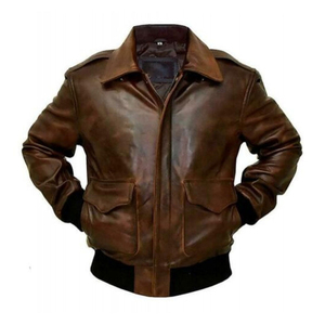 Veste de pilote bombardier pour homme, veste en cuir véritable en peau de mouton pour homme - Product Image 2