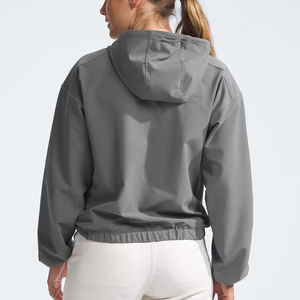 Sweats à capuche à manches longues pour femmes coupe décontractée extensible dans les quatre sens respirant Style fermeture à glissière poche kangourou brodé couleur unie - Product Image 3