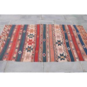 พรมวินเทจสไตล์ตุรกี ขนาด 3.5x7.2 ฟุต พรมปูพื้นสีแดงลายคิลิม - Product Image 4