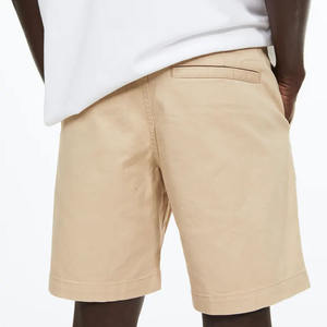 Short d'été décontracté en coton beige pour hommes, 100% coton, longueur genou avec cordons et poches, motif uni - Product Image 2