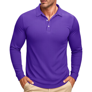 Polo deportivo de alta calidad para hombre, Polo de manga larga de Color sólido personalizado transpirable para hombre - Product Image 1