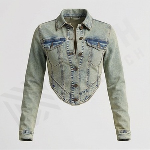 Veste en jean vintage pour femmes, mode automne, manches longues, boutonnée, veste en jean personnalisée pour femmes, vêtements de rue, haut, couleur personnalisée - Product Image 1