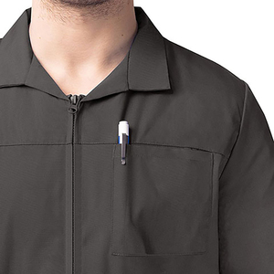 Dernières conceptions, veste de travail d'hôpital à manches courtes de haute qualité pour hommes, meilleure qualité, fermeture éclair, tissu sergé en spandex/polyester - Product Image 5