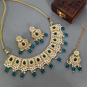 Ensemble de boucles d'oreilles pour collier ras du cou en zircone florale pour femmes de fabricant indien - Product Image 2