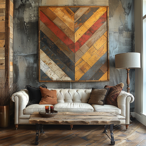 2024 AI colección de muebles modernos para sala de estar diseño de concepto creativo con patrones geométricos coloridos Churcher sofá arte de pared - Product Image 6