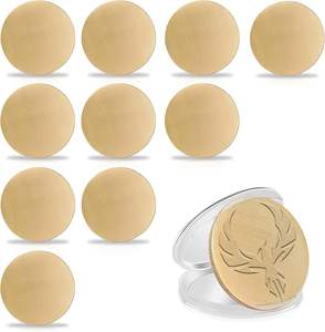 Pièce commémorative vierge en laiton, épaisseur 2,5 mm, bord fileté, 35 mm, pièces vierges pour gravure, boîte de protection en acrylique - Product Image 4