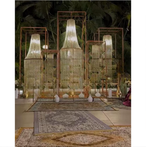 Supports de bougies en métal pour mariage, supports de lustre en cristal, décoration élégante pour allée, réception, événement, décoration de fête de luxe, Inde - Product Image 5