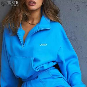 Survêtement d'hiver personnalisé pour hommes, sweat-shirt avec fermeture éclair, passepoil réfléchissant, pantalon de jogging, ensemble de vêtements de sport OEM, 100% coton, capuche respirant - Product Image 4