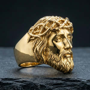 Bague élégante tête de lion rugissant 3D, finition or 18 carats, crinière sculptée à la main, bague sculptée lourde et imposante pour homme - Product Image 1
