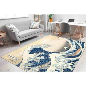 Tapis imprimé paysage ondulé, décoration murale japonaise d'extérieur, cadeau de pendaison de crémaillère, tapis en chenille - Product Image 3