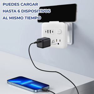 Adattatore Multipresa in Plastica 8 in 1 con 4 Prese, 2 USB, 2 Type C, Pulsante di Sicurezza e Power Bank Integrato - Product Image 5