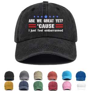 Blue Washed Cotton 6-Panel Dad Hat Embroidered Political Quote Soft Fit Adjustable Sporty Street Outfit Cap Vietnam Wholesale - Product Image 3