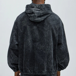 เสื้อฮู้ดดี้สีดำแบบย้อมสีเอซิดคุณภาพสูง ทรงหลวม ไหล่ตก ผ้าถักหนานุ่ม ไซส์ใหญ่ แฟชั่นฤดูใบไม้ร่วงและฤดูหนาว แบรนด์ทันสมัย - Product Image 4