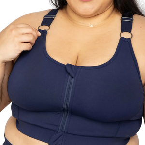 Soutien-gorge de sport à compression pour femmes rondes, soutien-gorge de yoga grande taille à maintien élevé, fermeture éclair sur le devant, bretelles réglables - Product Image 3