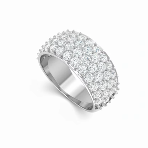 Anillo de Oro de 14K para Mujer con Cuatro Hileras de Diamantes Naturales Brillantes para Cualquier Ocasión - Product Image 1