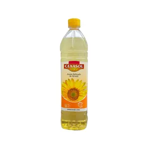 Aceite de girasol brillante 100% refinado, botella de mascota X12 de 1 litro, la mejor calidad de España, buen precio para la exportación