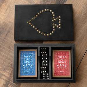 Jeu de cartes et de dés de style américain, dominos, jeu d'enfants pour pique-nique et intérieur, boîte standard noire, emballage personnalisé - Product Image 1