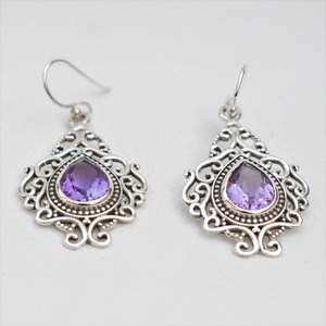 Pendientes de mejor diseño, pendientes de plata de ley sólida 925 con piedras preciosas de amatista para mujeres y niñas, Pendientes colgantes, joyería de plata - Product Image 3