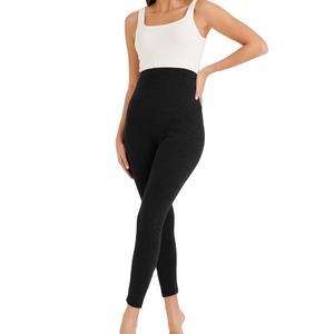 Leggings de maternité réglables taille haute pour femmes confortable en caoutchouc extensible coton noir Slim Fit hiver Yoga élastique - Product Image 1