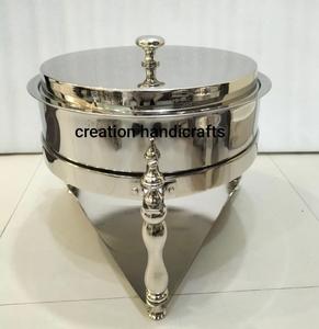 Diseño comercial Metal Lujo Estilo moderno Redondo Chafing Dish Chafer Calentador de alimentos Hecho en metal de acero inoxidable - Product Image 1