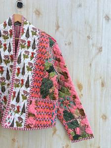 Indien fait à la main Burfi matelassé coton Patchwork veste nouveauté unisexe manteau d'hiver avec bouton décoration Style bohème - Product Image 2
