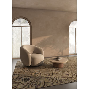 พรมขนสัตว์ทอมือลายเรขาคณิตสีเบจและสีน้ำตาล รุ่น Tahn-06 สำหรับห้องนั่งเล่น ทางเดิน ห้องนอน และทางเข้าบ้าน - Product Image 5