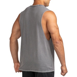 Camiseta sin mangas de verano para hombre, diseño lavado, corte personalizado, estilo largo, unisex, tallas grandes, transpirable, 100% algodón, material jersey - Product Image 6