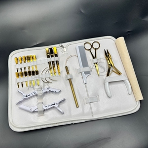 Gold Stainless Steel Hair Extension Tools <b>Kit</b> Including Micro Link Silicon <b>Beads</b> Pliers Scissors Loop for Human Hair Extensions - Product Image 1