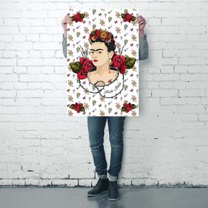 Póster de Frida Kahlo Estilo Bohemio, Impresión Artística en Lienzo Rojo y Blanco - Product Image 3