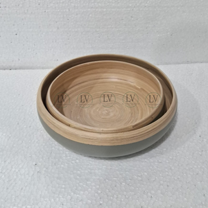 ชุดชามสลัดไม้ไผ่ปั่นด้วยมือสไตล์ทันสมัยเครื่องใช้ในครัวยุโรปชามขัดเงาทำมือทำจากเวียดนามขายส่งมี - Product Image 1