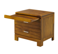 Table de chevet en teck moderne au design nordique, durable, confortable, avec 2 tiroirs, meubles de chambre à coucher, bois légal indonésien, pour la maison et l'hôtel