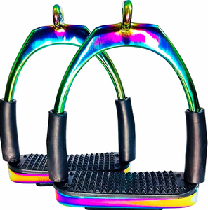 Étriers de sécurité brillants arc-en-ciel solides décalés Protection de la cheville antidérapante flexible pour cheval chien équitation Instrument vétérinaire - Product Image 6