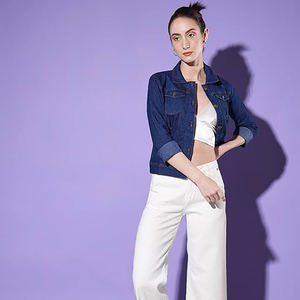 Camisas vaqueras Vintage de algodón orgánico 100% para mujer, prendas de vestir de moda para mujer, chaqueta vaquera azul oscuro de manga corta 2025 - Product Image 3