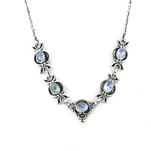 "<b>925</b> <b>Silver</b> Fashion Moonstone Pendant <b>Necklace</b> for Women" - Product Image 1