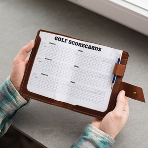 Cuero Yardage Cubiertas de libros Titular Personalizado Golf Scorecard Golfista Regalos para hombres 2017 - Product Image 1