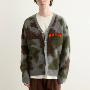 เสื้อสเวตเตอร์ผ้าขนแกะคอวีสำหรับผู้ชายเสื้อสเวตเตอร์แบบกระดุมปิดคอเสื้อคอวีออกแบบได้ตามที่ต้องการ - Product Image 1