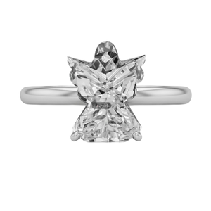 Bague de fiançailles tendance en argent sterling 925 plaqué or 18 carats avec diamant de laboratoire taille ange 3 carats certifié GIA IGI - Product Image 1
