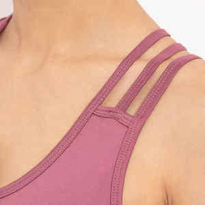 Soutien-gorge de sport pour femme sur mesure de haute qualité - Devant simple, respectueux de l'environnement, en élasthanne/nylon, bretelles réglables, maintien moyen pour la salle de sport - Product Image 4