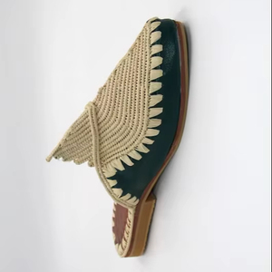 Zapatillas rafia verdes hechas a mano, sandalias de verano, zapatos de verano para mujer, zapatos de playa, bailarinas, sandalias marroquíes - Product Image 1